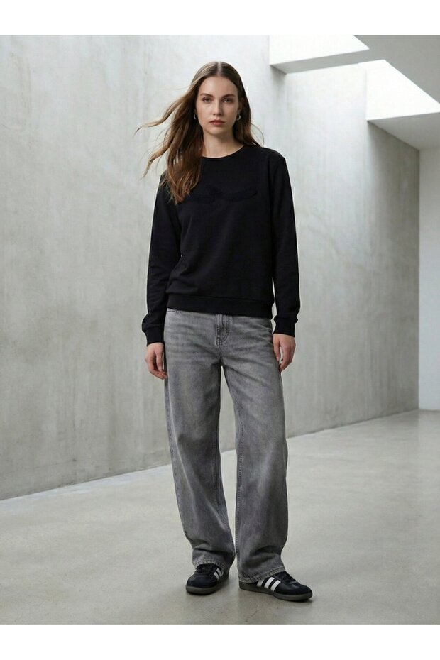 Women's Black Difodi New Sweatshirt 0112681203608200000-200