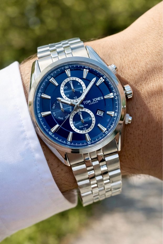 Original Stainless Steel Men's Wristwatch and Bracelet Gift