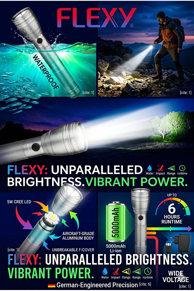 مصباح يدوي LED مقاوم للماء - 1