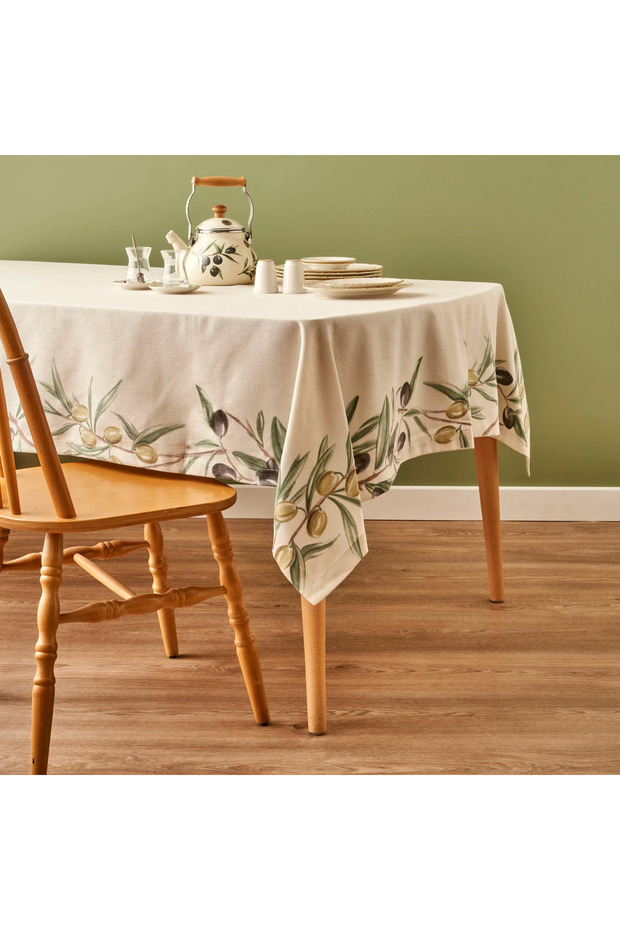 Olive Tablecloth Cream (150X250 cm)