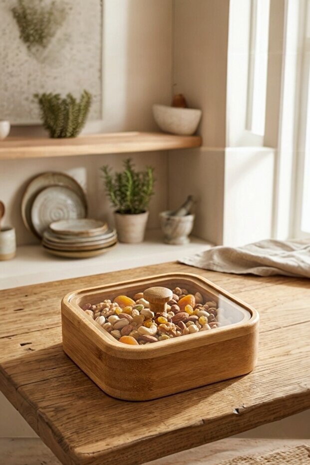 Natural Bamboo Luxury 1 Piece Breakfast & Presentation Set Snack Bowl with Lid Design