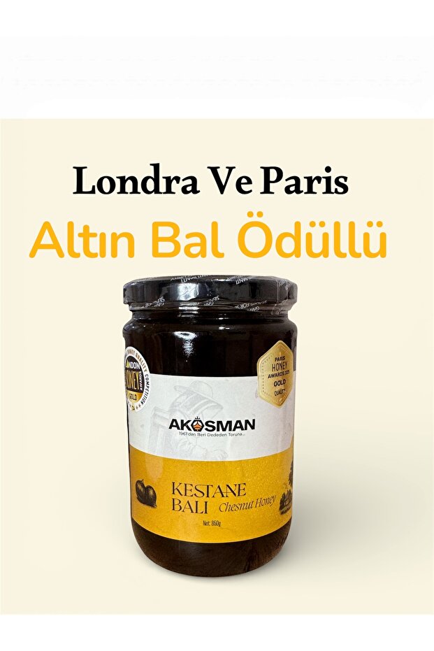 Akosman arıcılık Zonguldak Kestane Balı 850gr ( Londra Ve Paris Altın Bal Ödüllü )