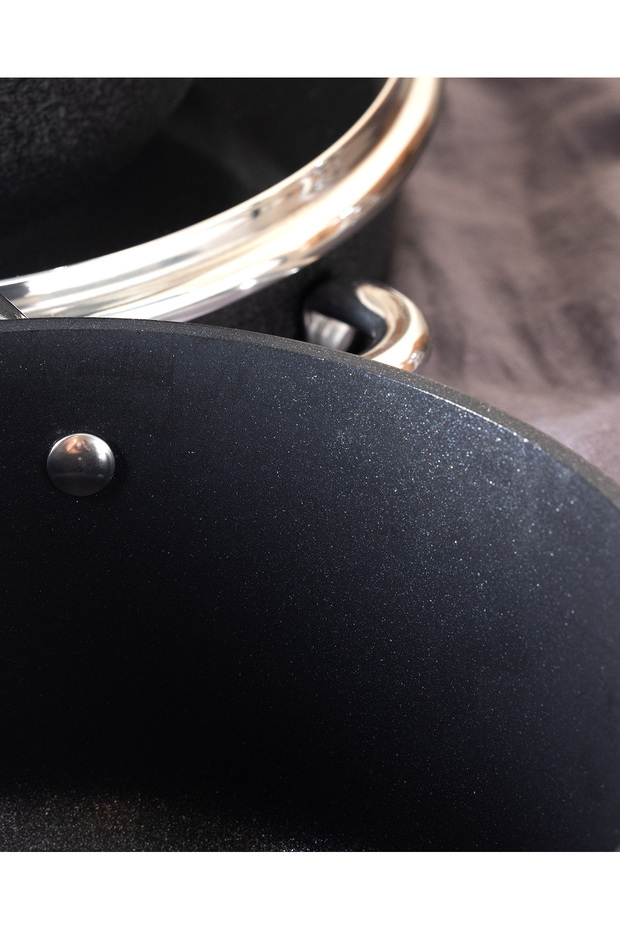 طقم أواني طهي تيتانيوم 7 قطع - أسود - 5