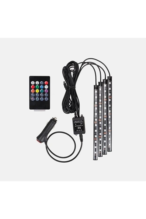 In-car lighting with remote control, music sensitive 12 led underfoot leds - 7 color rgb pro