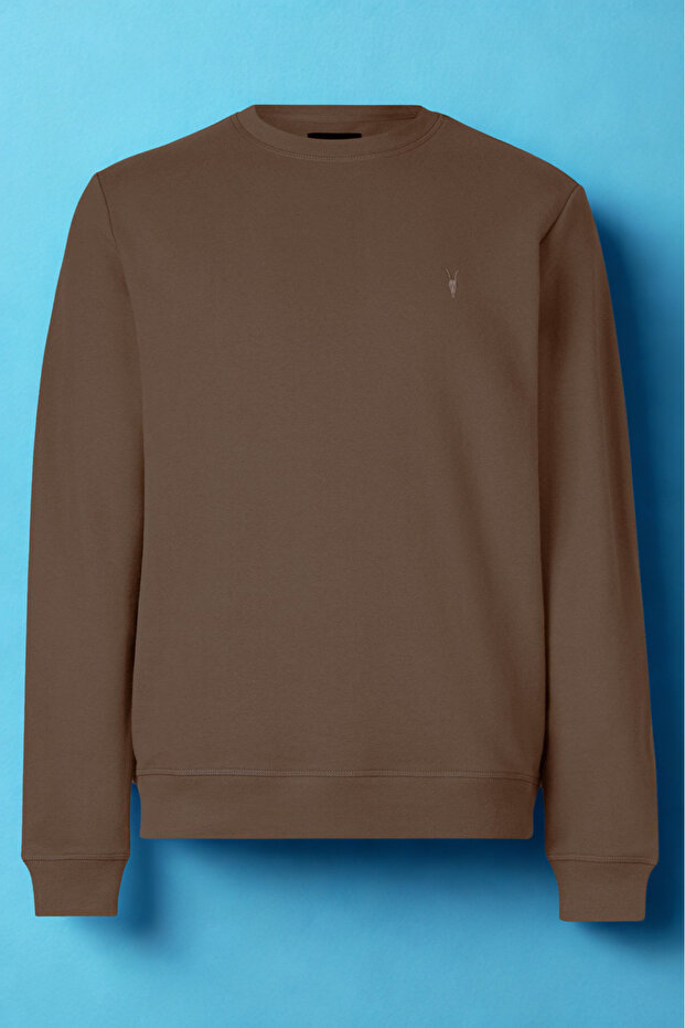 سويت شيرت بياقة دائرية للرجال باللون البني - 5
