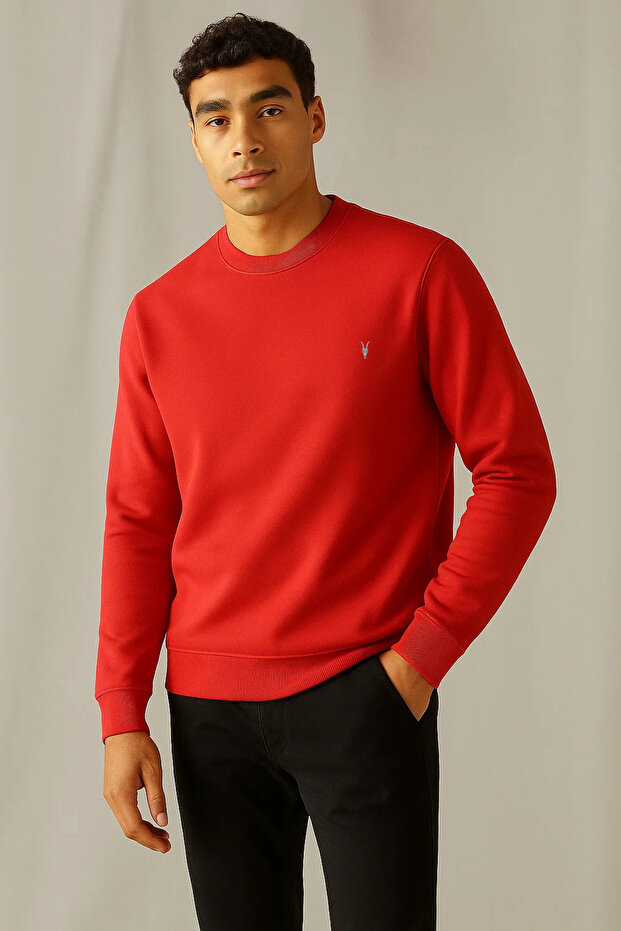 سترة رجالية شتوية سميكة أساسية فضفاضة باللون الأحمر - 3