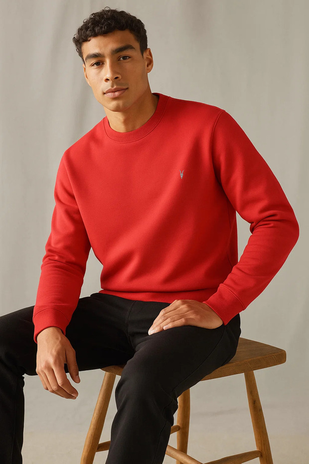 سترة رجالية شتوية سميكة أساسية فضفاضة باللون الأحمر - 4