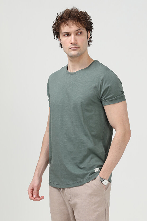 Men's Crew Neck Basic 100% Cotton Pack T-Shirt Green - 26Y 2735