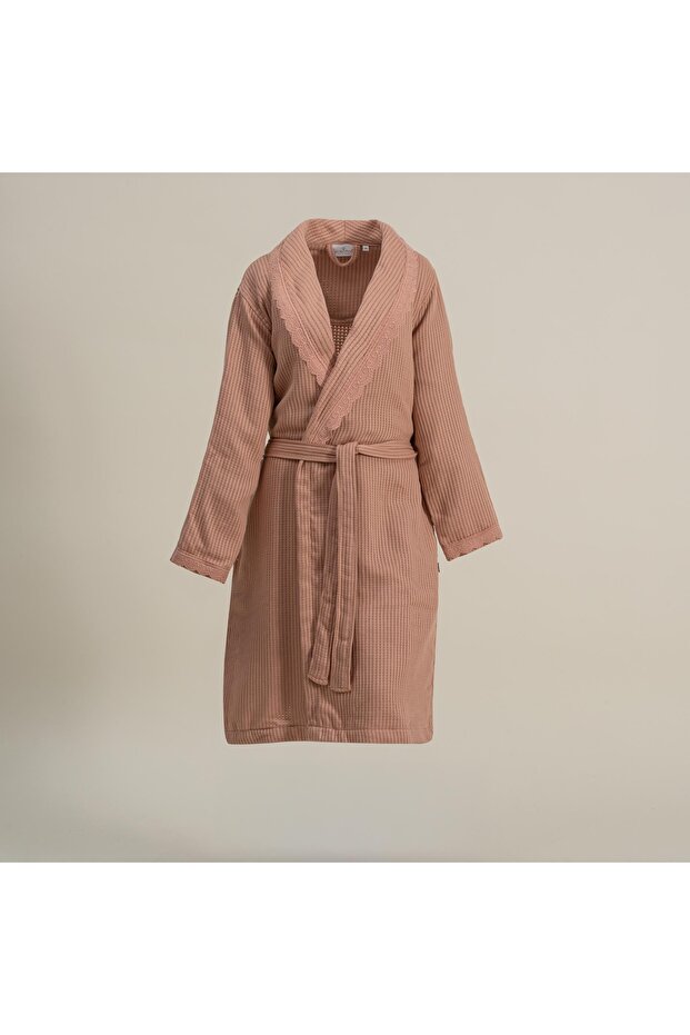 Alessa Women's Pique Bathrobe 100% Organic Cotton Jacquard Terra
