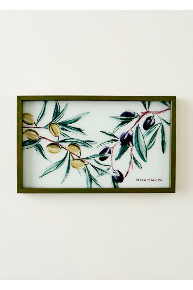 Olive Decorative Glass Tray Green (22X37 cm)
