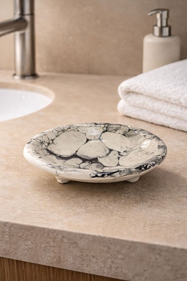 Ceramic Marble Pattern Solid Soap Dish - 2