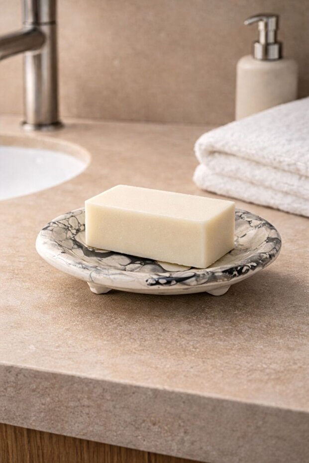 Ceramic Marble Pattern Solid Soap Dish - 1