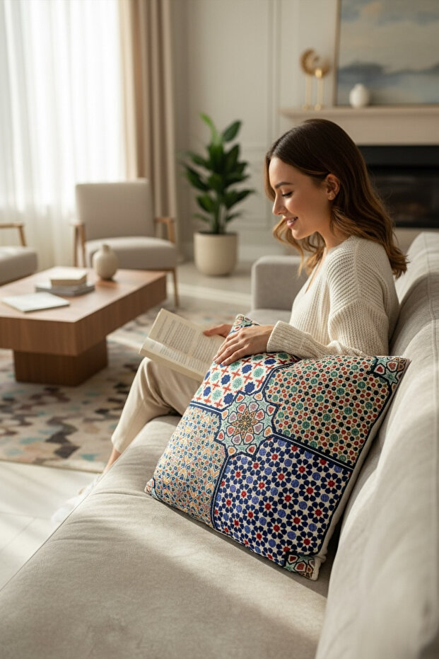 Goblet Woven Starry Cotton Throw Pillow Cover