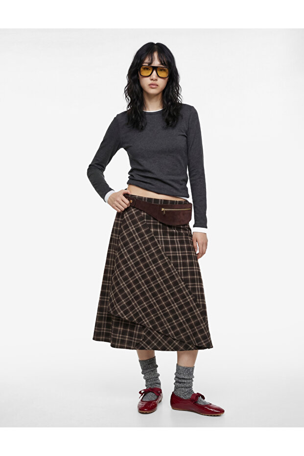 Viscose Blended Slim Fit Ribbed Crew Neck Long Sleeve T-Shirt