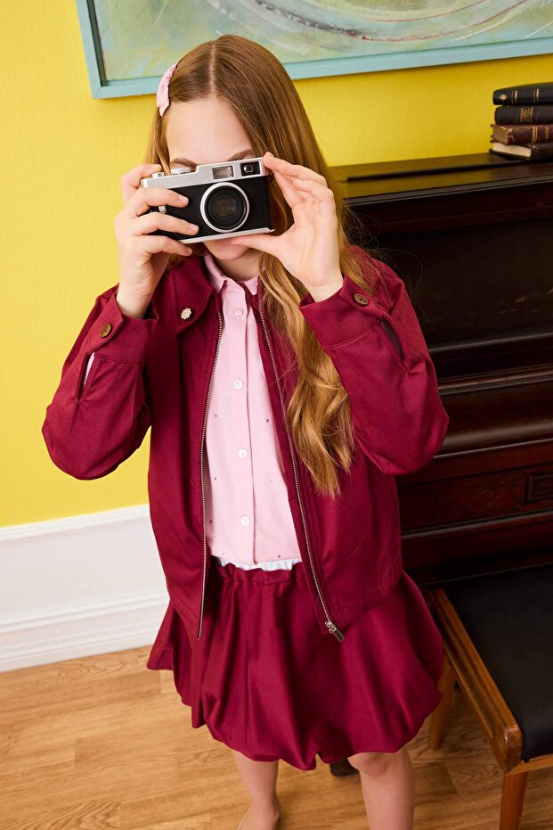 100% Cotton Twill Jacket for Girls G7043A826Sp