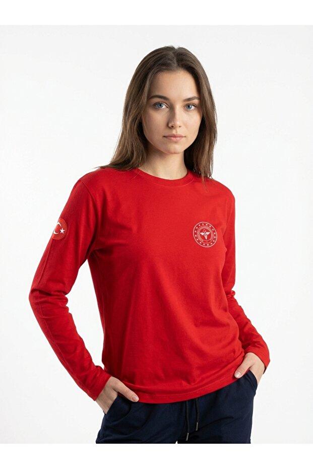 Red 112 Emergency Health Crewneck Long Sleeve T-Shirt Unisex