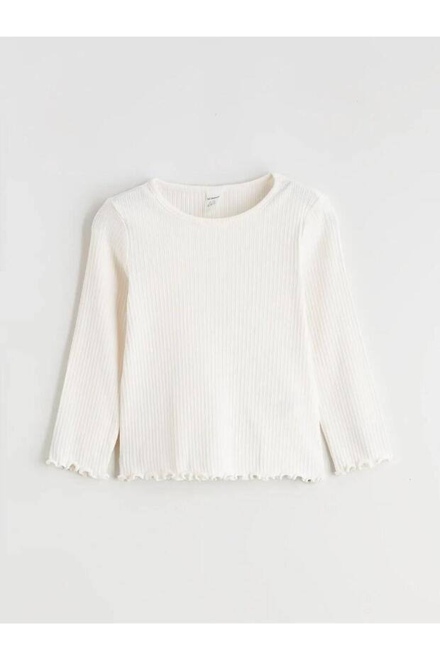 Crew Neck Girl's Ribbed Knit T-Shirt (S6)
