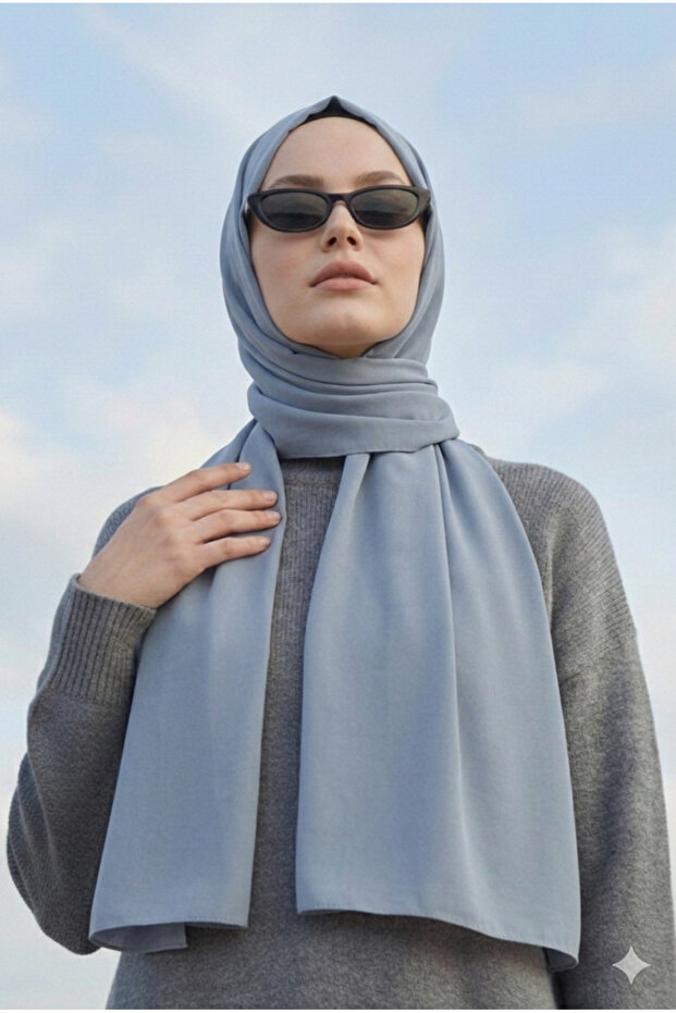 شال قطن جاز رمادي - 5
