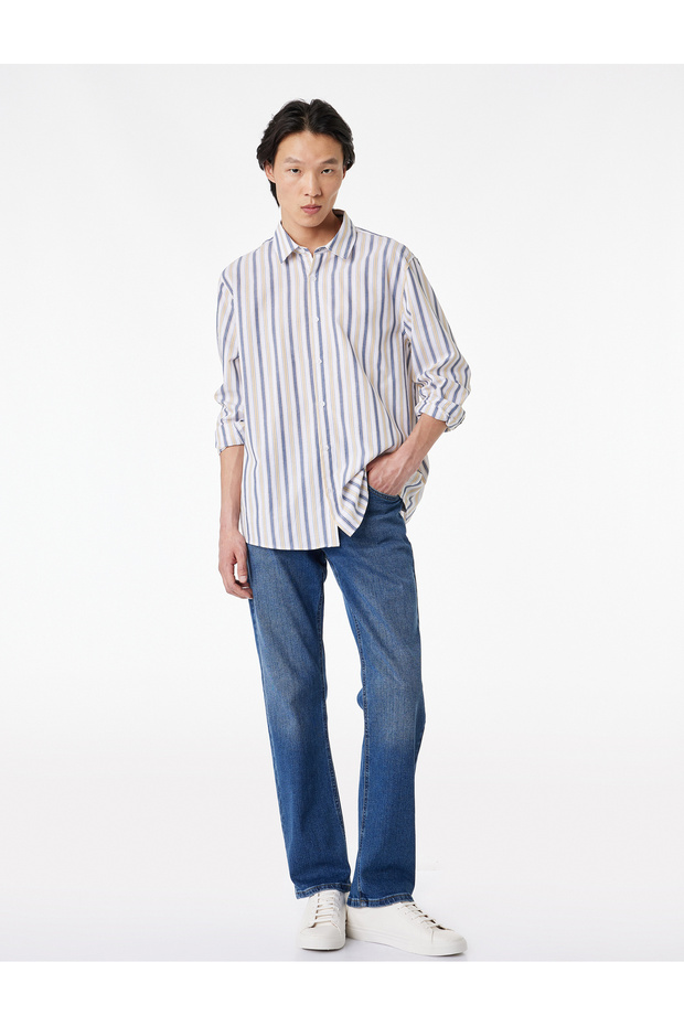 Cotton Regular Waist Straight Fit Jean Pants - Mark Jean