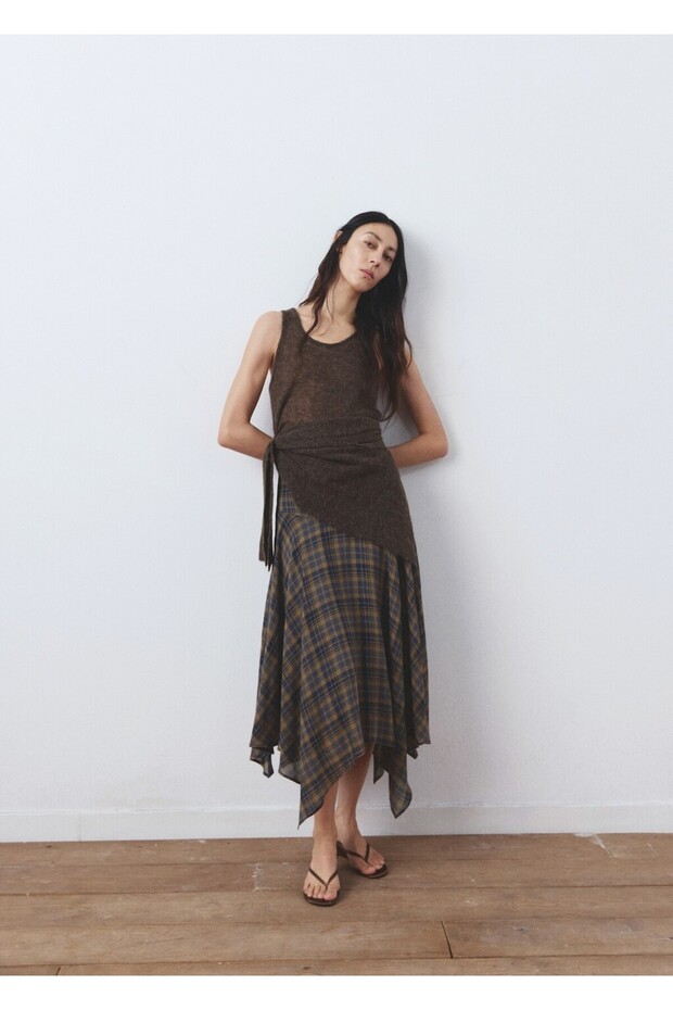 Damalı asimetrik etek - 2