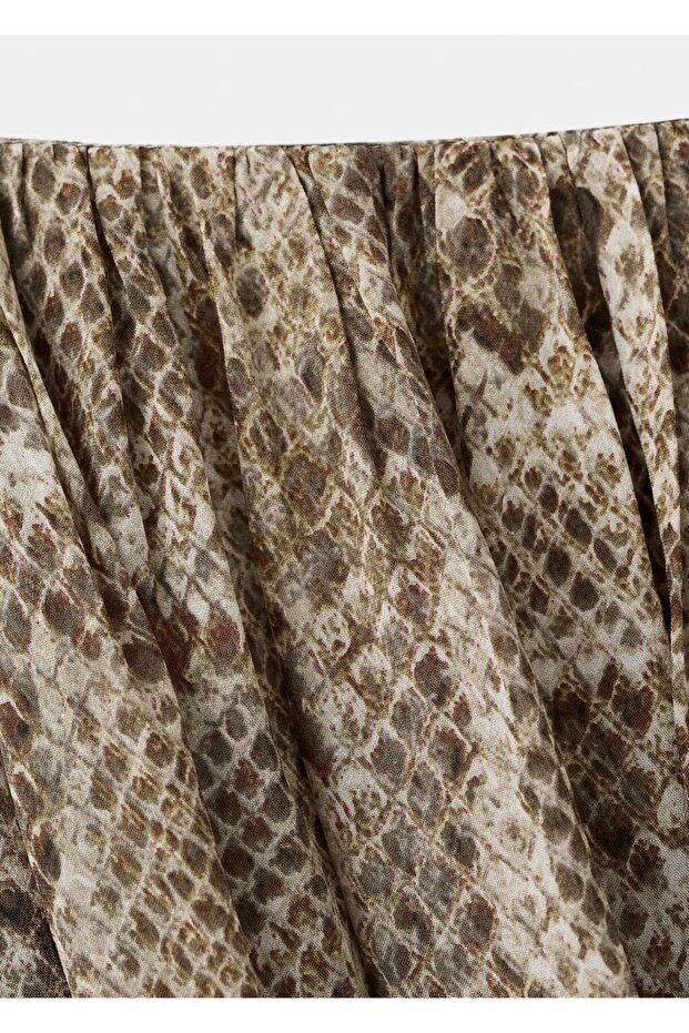 Hayvan desenli midi etek - 5