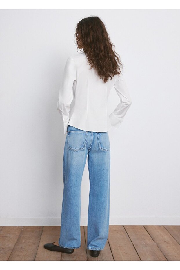 Bedene oturan poplin gömlek - 4