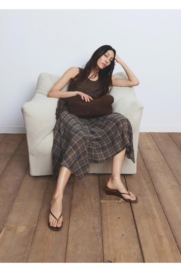 Damalı asimetrik etek - 7