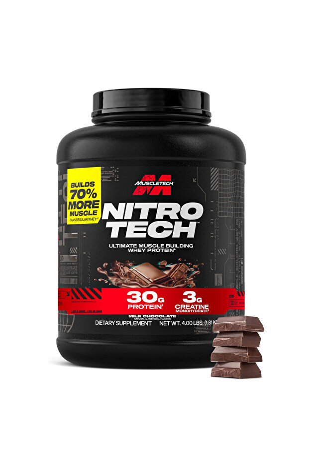 Nitro-Tech Whey Protein Powder With Creatine for Muscle Growth, Milk Chocolate – 4lbs
