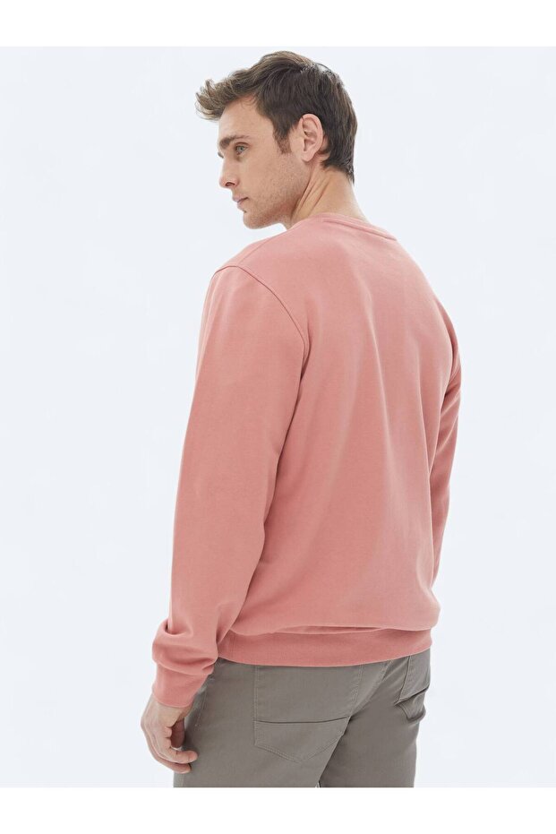 Pembe Bisiklet Yaka Baskılı Sweatshırt - 7