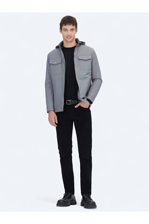 Gray Regular Fit Micro Gel Fiber Sports Jacket