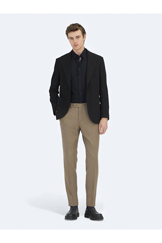Black Striped Modern Fit Jacket - 2