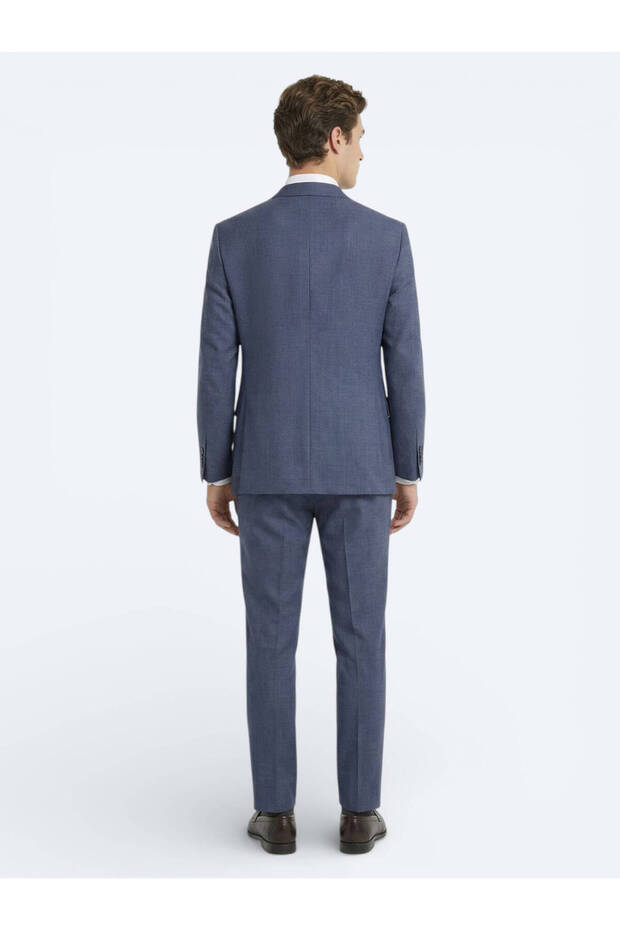 بدلة من مزيج الصوف الأزرق - 4