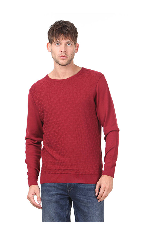 Red Patterned Knitwear Sweater - 1