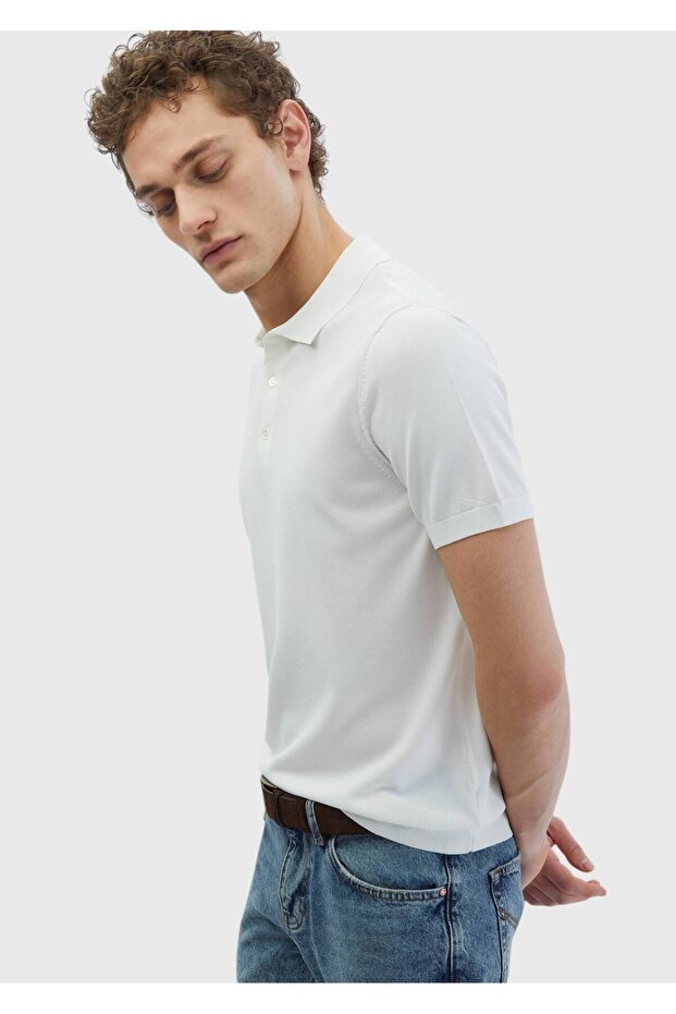 Beyaz Düz Örgü Triko - 4