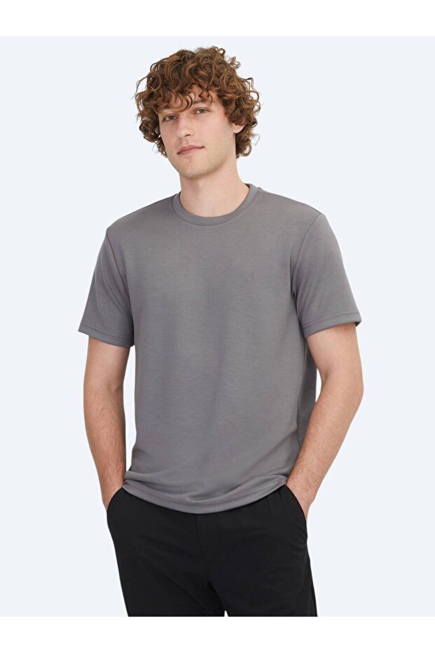 Anthracite Plain Crew Neck T-Shirt