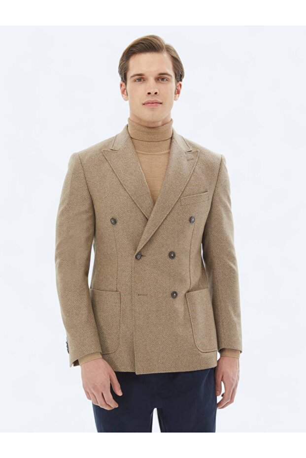 معطف من الصوف المخلوط الصديق للبيئة بنمط المنك - 1