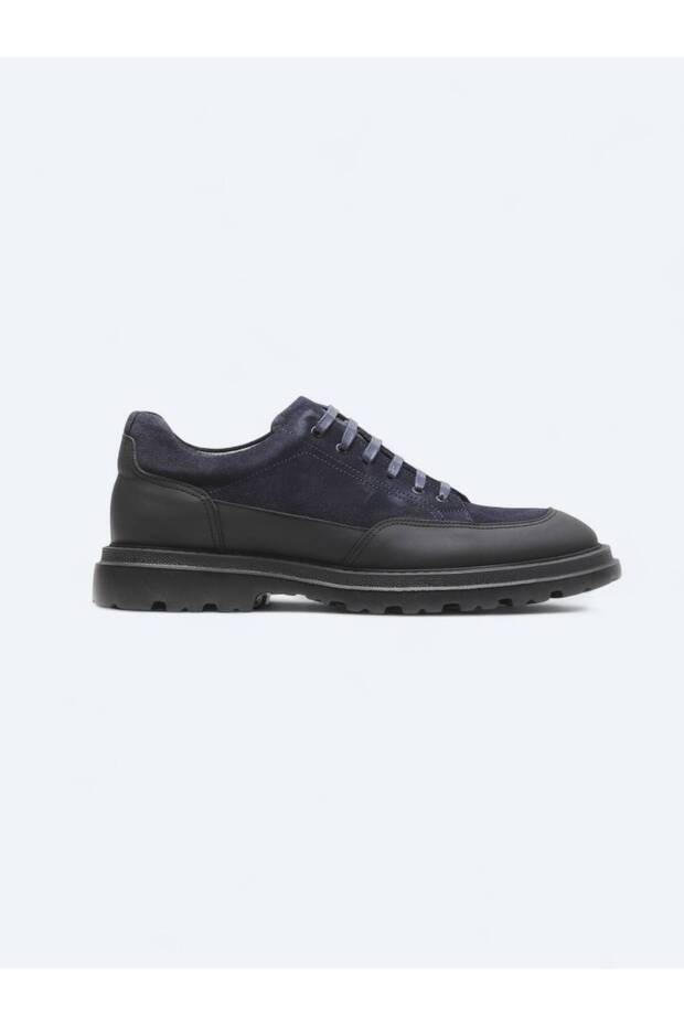 Navy Blue Leather Smart Casual Shoes