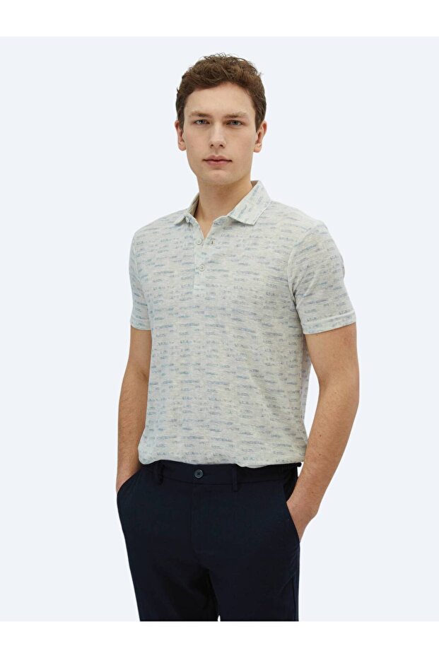 Stone Printed Polo Neck Cotton Blended T-Shirt