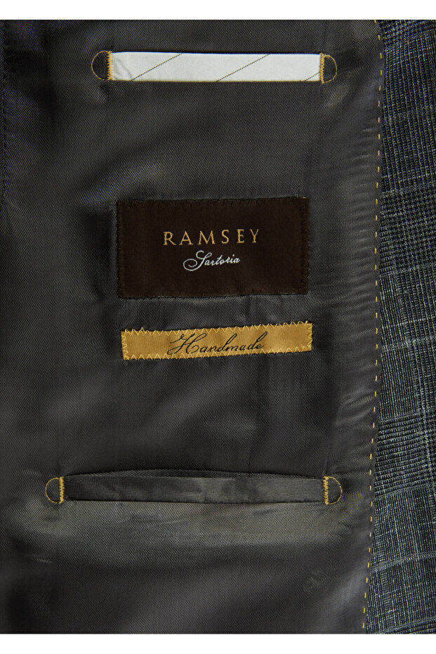 Dark Gray Patterned Regular Fit Silk Blend Jacket - 6