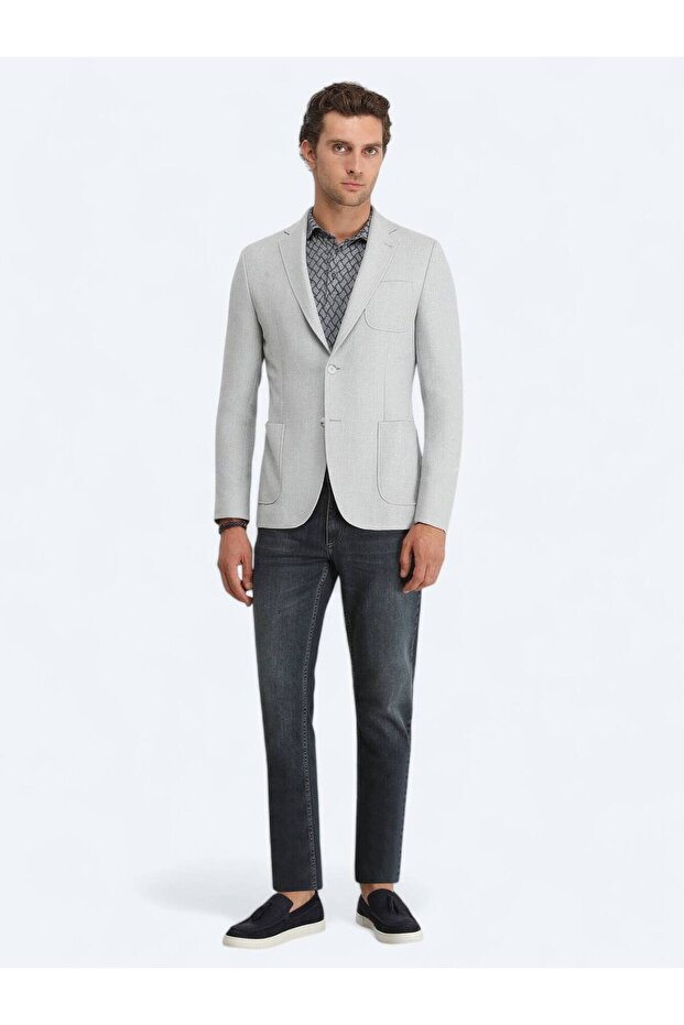 سترة رمادية عادية مودرن فيت - 3