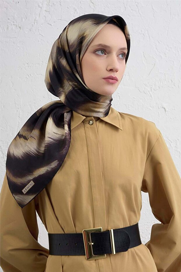 طبعة الفهد قطعة من وشاح حرير تويل ساف 9432D 02