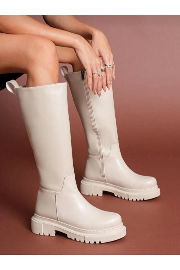 Toz 1978 Beige Zippered Casual Women's Boots