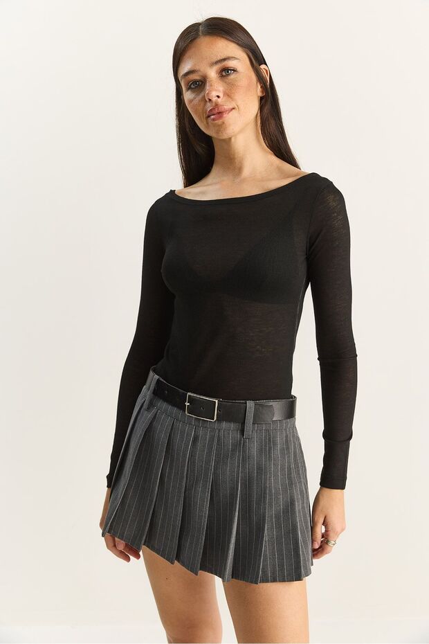 LUCCI Crew Neck Basic Transparent Top - 2