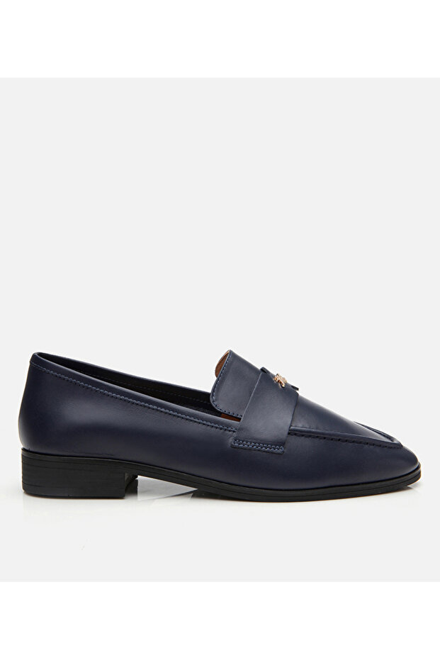 Women's Leather Navy Blue Flexible Sole Classic Loafer