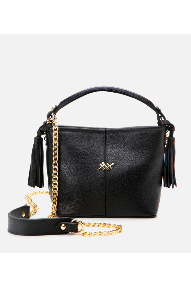 Kadın Deri Siyah Mini (Çapraz) Çanta - 1