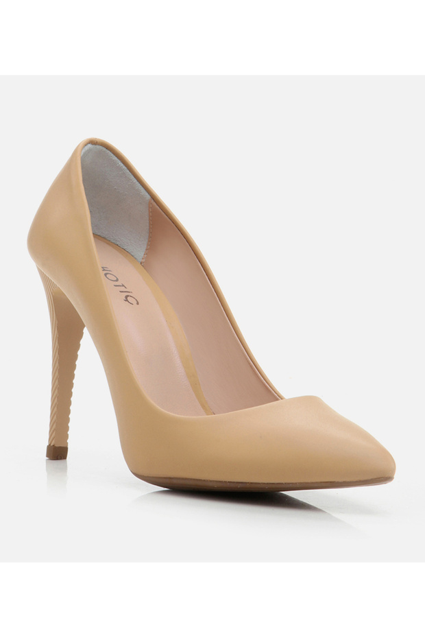 Kadın Deri Bej Stiletto - 2
