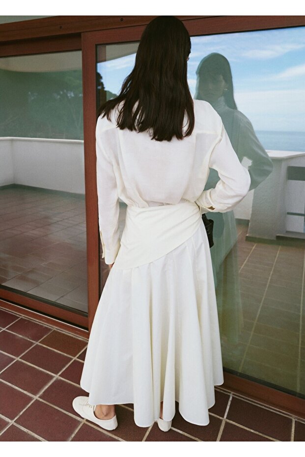 Şal detaylı evaze etek - 4