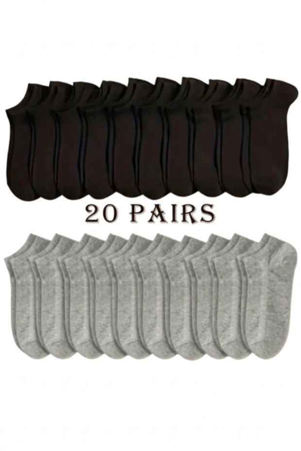 20 Pairs of Black Gray Booties Socks