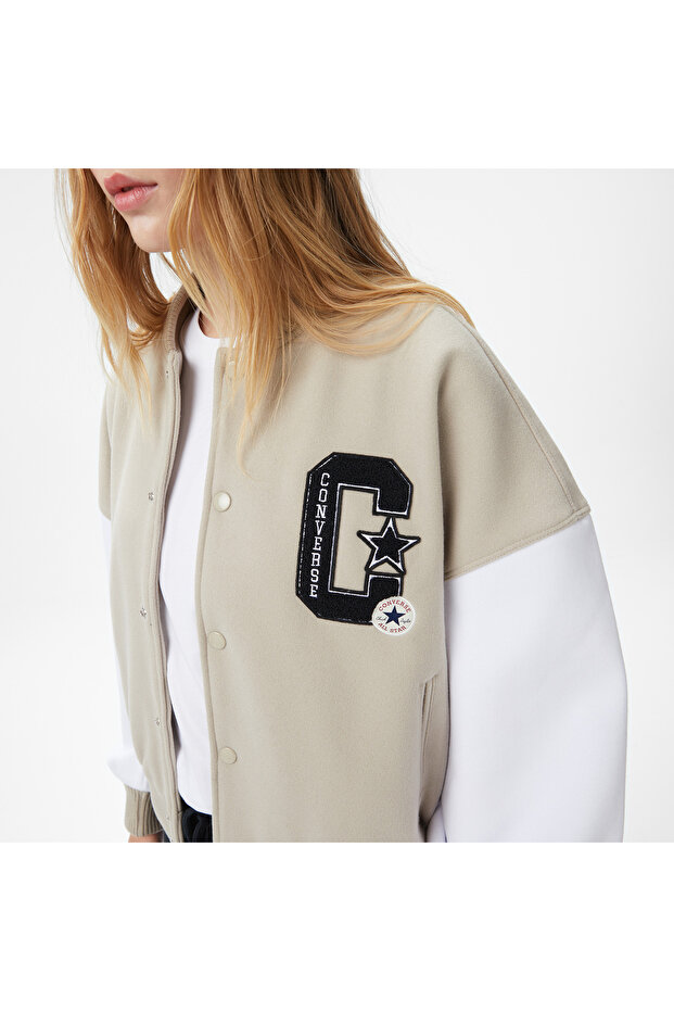 Kadın Dik Yaka Bej Ceket - 6