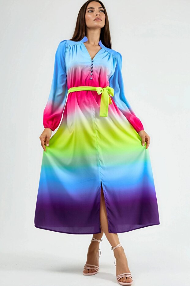 Rochie maxi MSN Ombre cu curea - 1